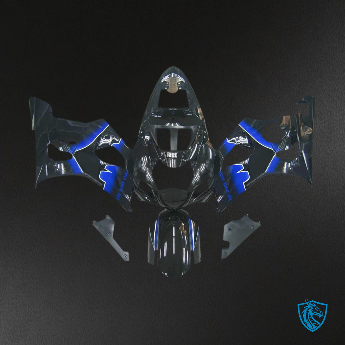Suzuki GSXR1000 (2003-2004) K3 Gloss Black & Blue Motorcycle Fairing Kit - Aftermarket ABS Bodywork