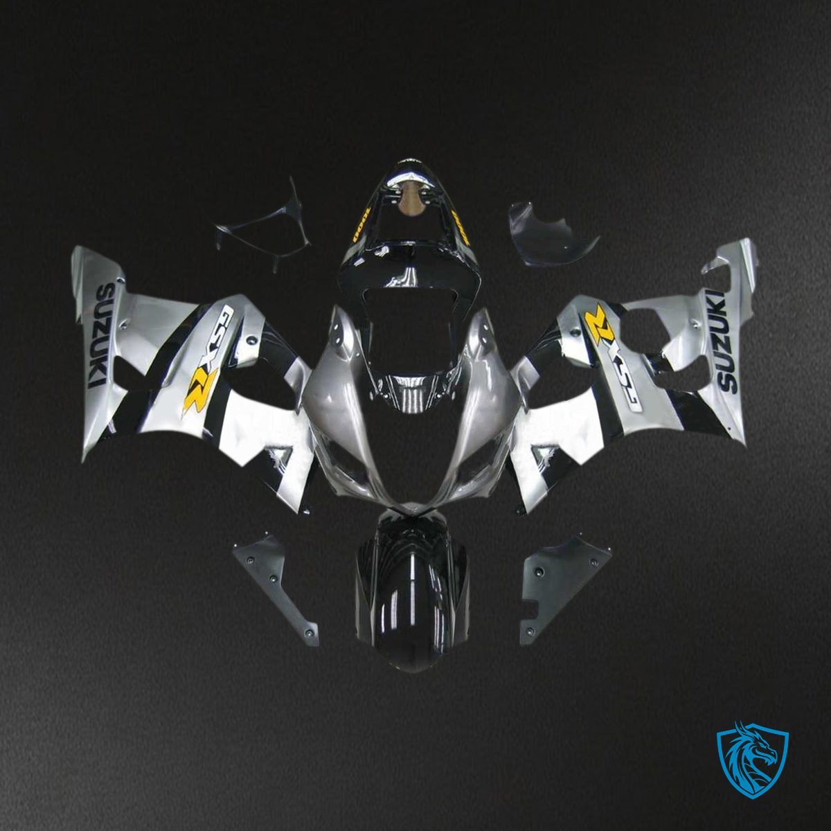 Suzuki GSXR1000 (2003-2004) K3 Silver & Black Motorcycle - Custom ABS Fairing Kit