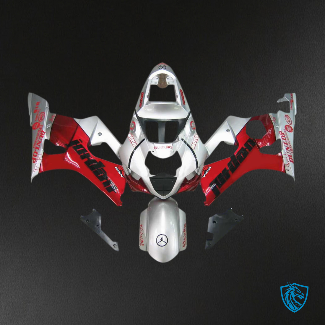 Suzuki GSXR1000 (2003-2004) K3 Gloss Red & White Injection Fairing Kit | ABS Bodywork