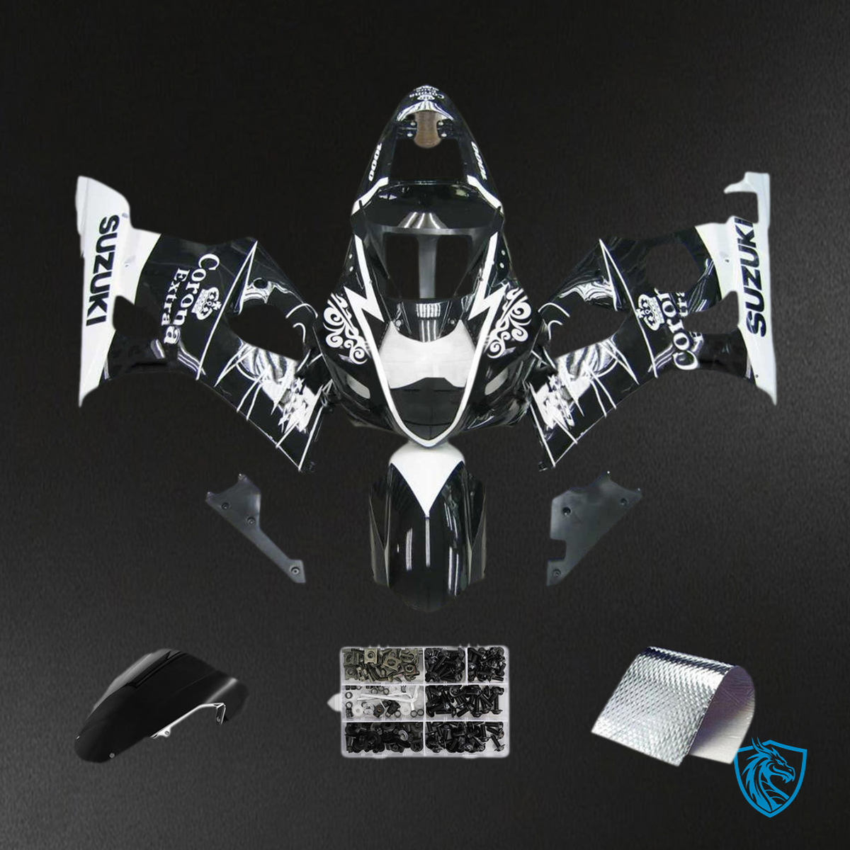 Suzuki GSXR1000 (2003-2004) K3 Black & White Injection - MERGEment Motorcycle Fairings Kit