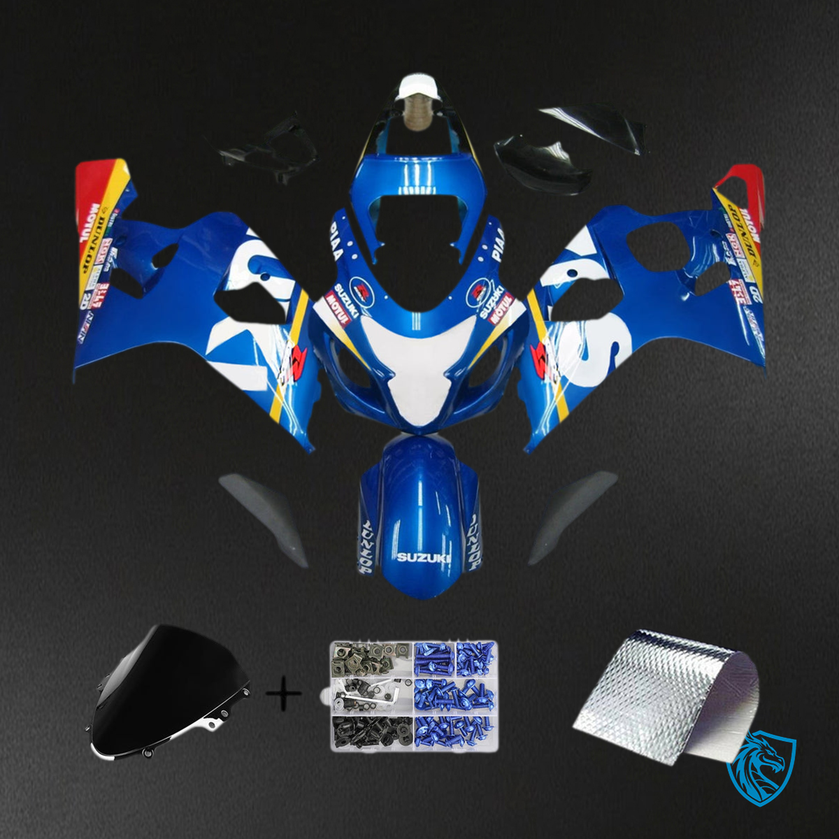 Suzuki GSXR600/750 (2004-2005) Gloss Blue, White & Black Fairing Kit - Aftermarket ABS Bodywork