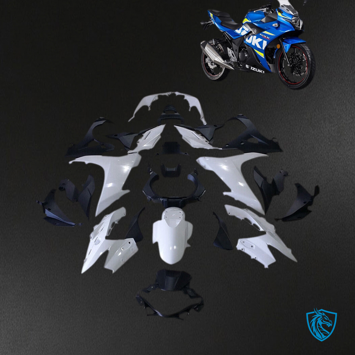 Suzuki GSXR250 (2017-2020) White & Black Injection - MERGEment Motorcycle Fairings Kit