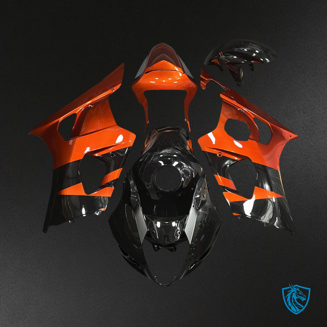 Suzuki GSXR1000 (2000-2002) Orange and Black - Fairing Kit