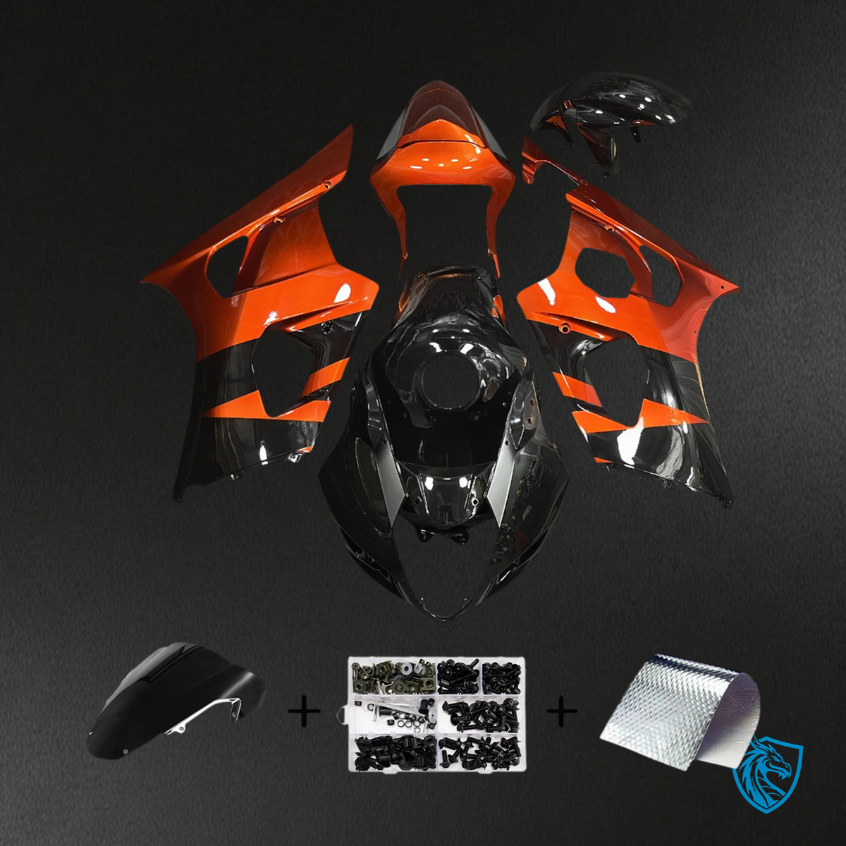 Suzuki GSXR1000 (2000-2002) Orange and Black - Fairing Kit