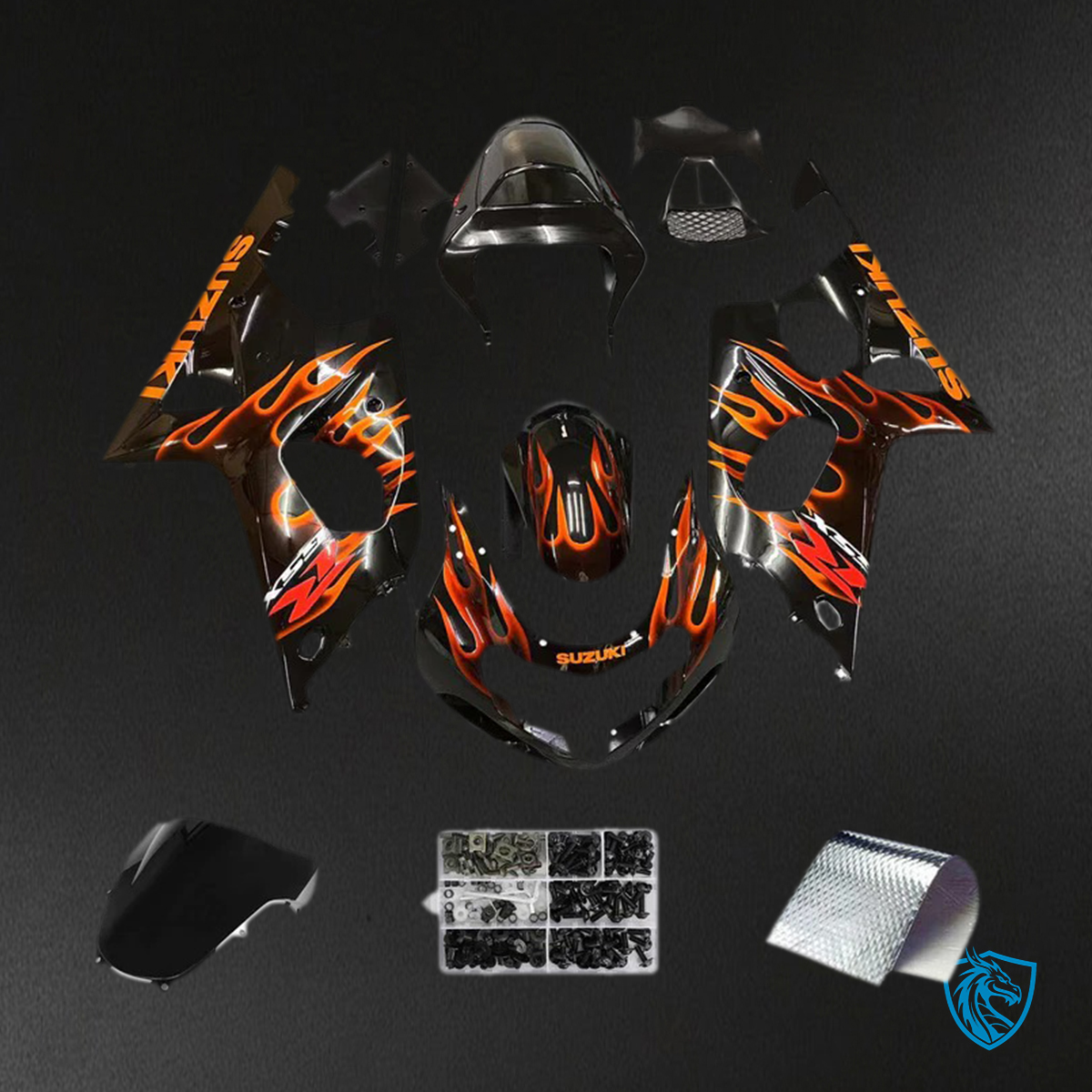 Suzuki GSXR1000 (2000-2002) Black & Orange - Fairing Kit