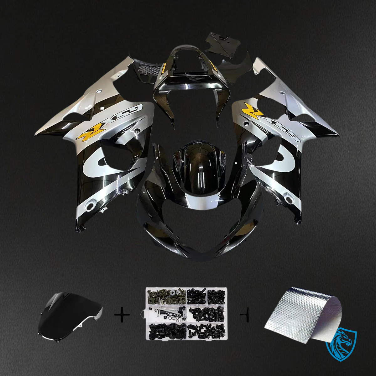 Suzuki GSXR1000 (2000-2002) Black & Silver - Fairing Kit