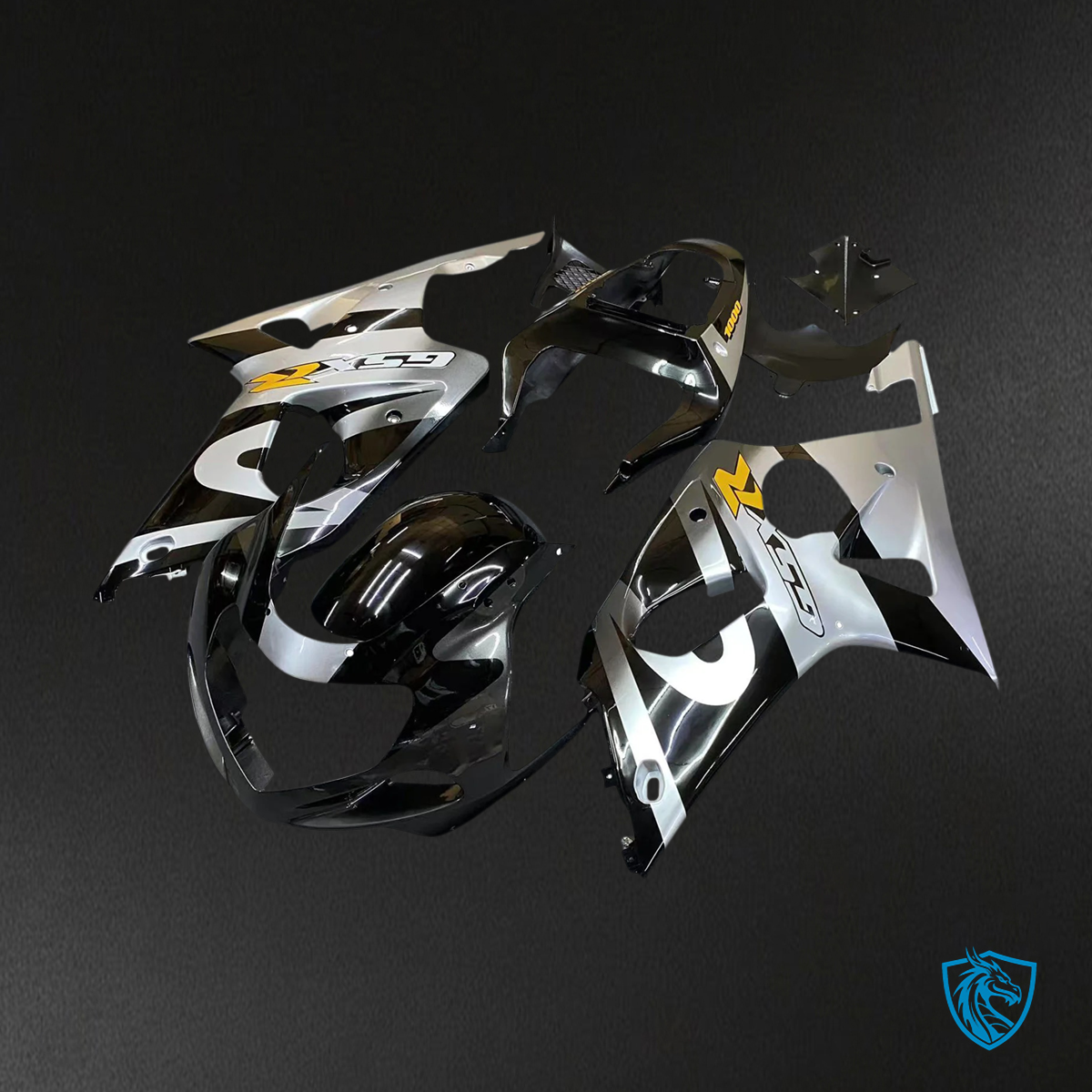 Suzuki GSXR1000 (2000-2002) Black & Silver - Fairing Kit