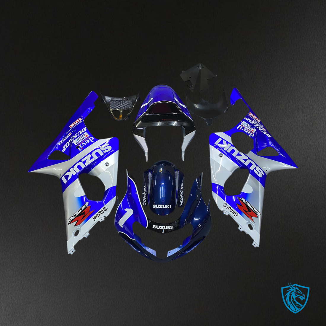 Suzuki GSXR 1000 (2000-2002) Blue with White - Fairing Kit