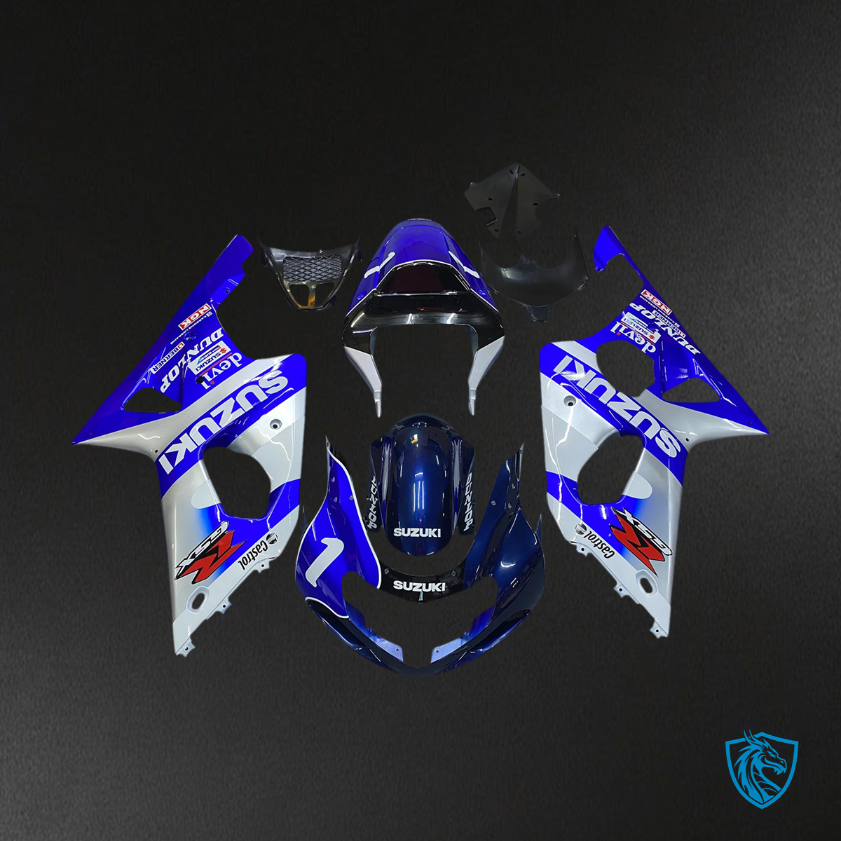 Suzuki GSXR 1000 (2000-2002) Blue with White - Fairing Kit