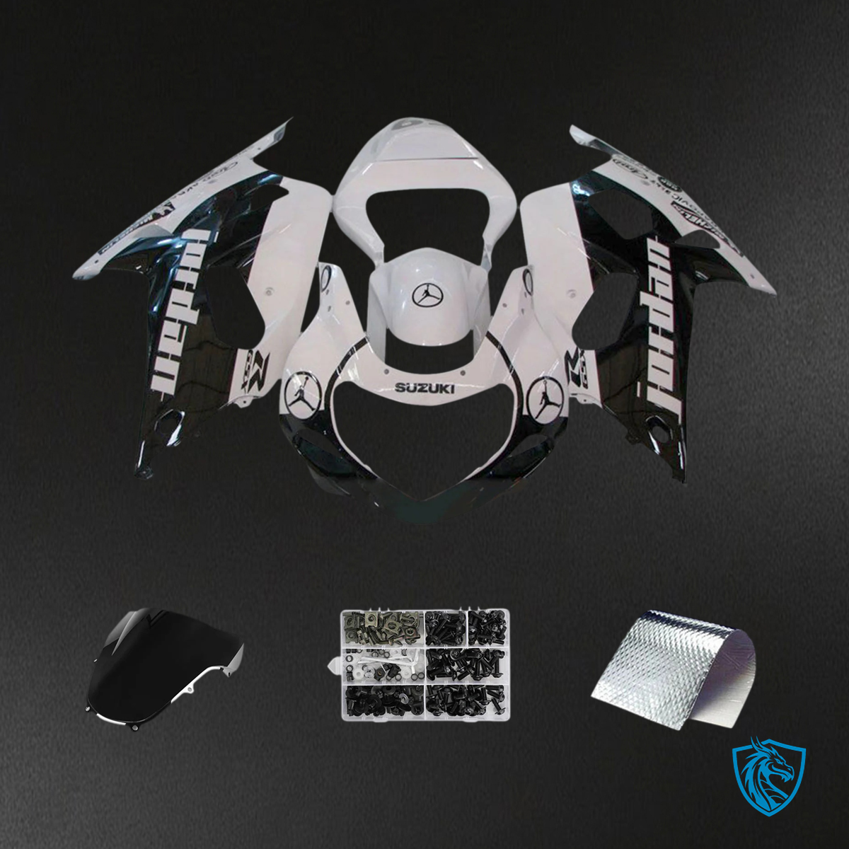 Suzuki GSXR1000 K1 K2 (2000-2002) White & Black - Fairing Kit