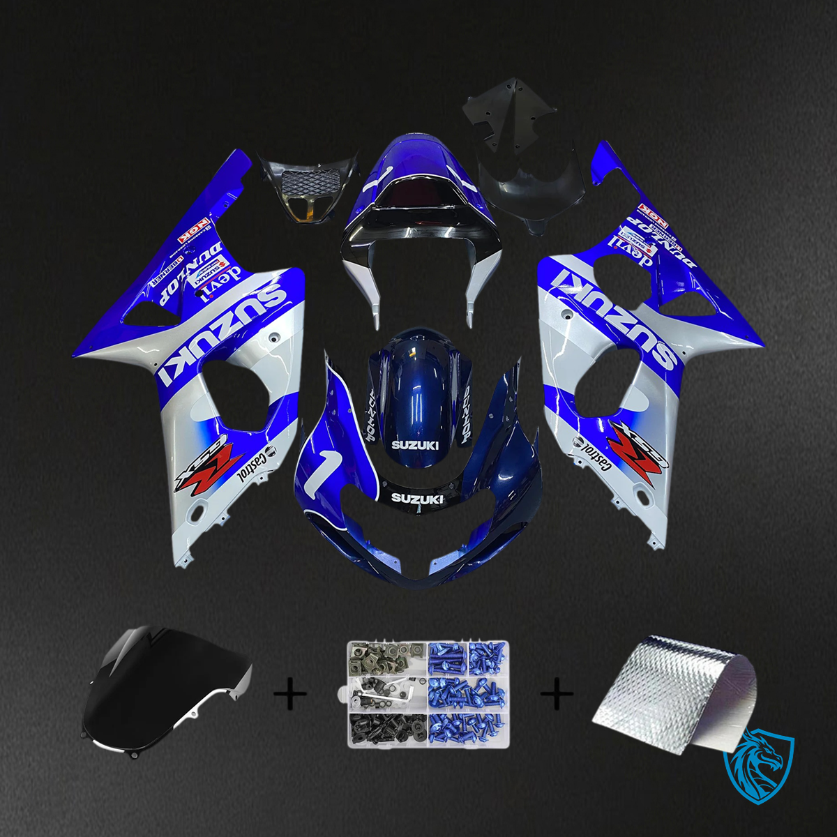 Suzuki GSXR1000 (2000-2002) White & Blue - Fairing Kit