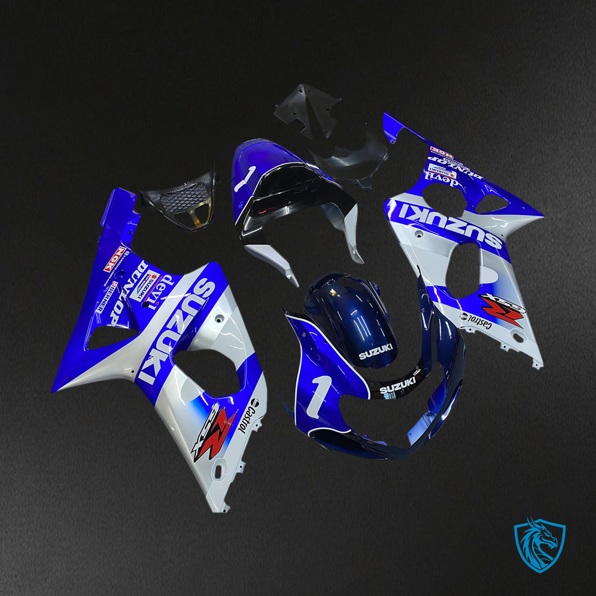 Suzuki GSXR1000 (2000-2002) White & Blue - Fairing Kit