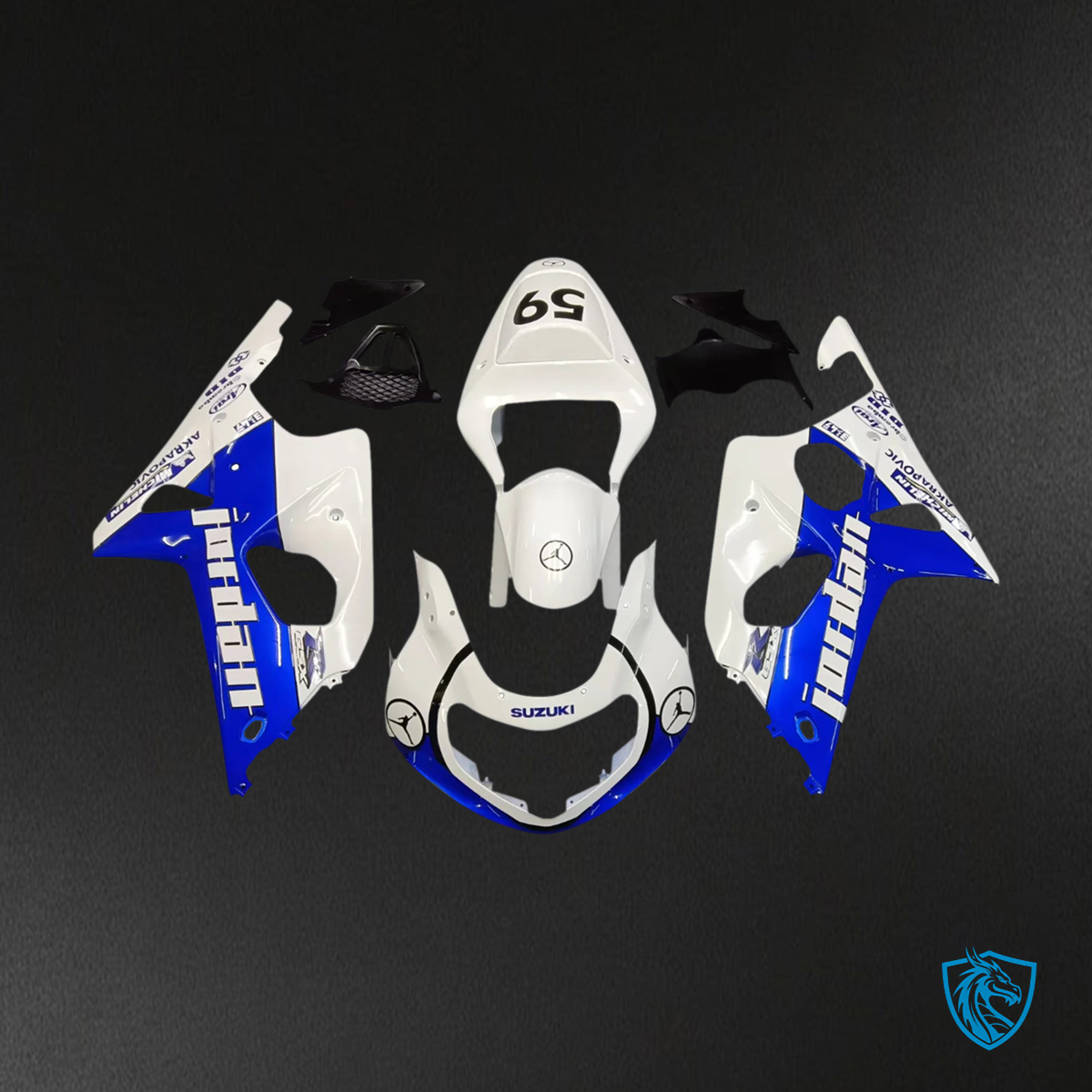 Suzuki GSXR 1000 (2000-2002) White & Blue - Fairing Kit