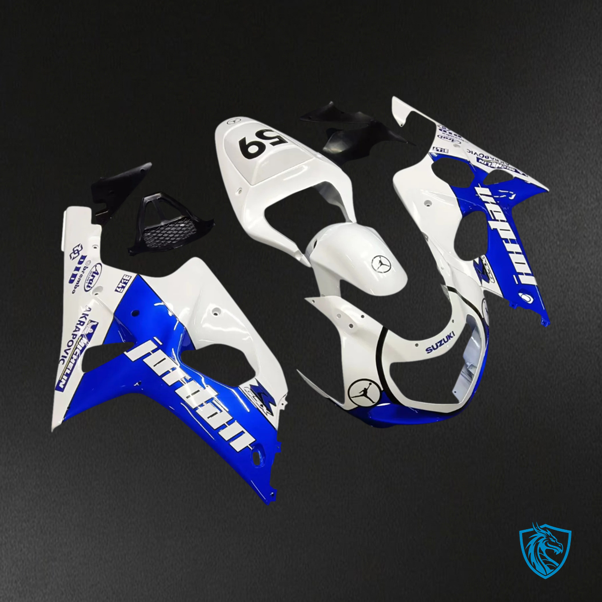 Suzuki GSXR 1000 (2000-2002) White & Blue - Fairing Kit