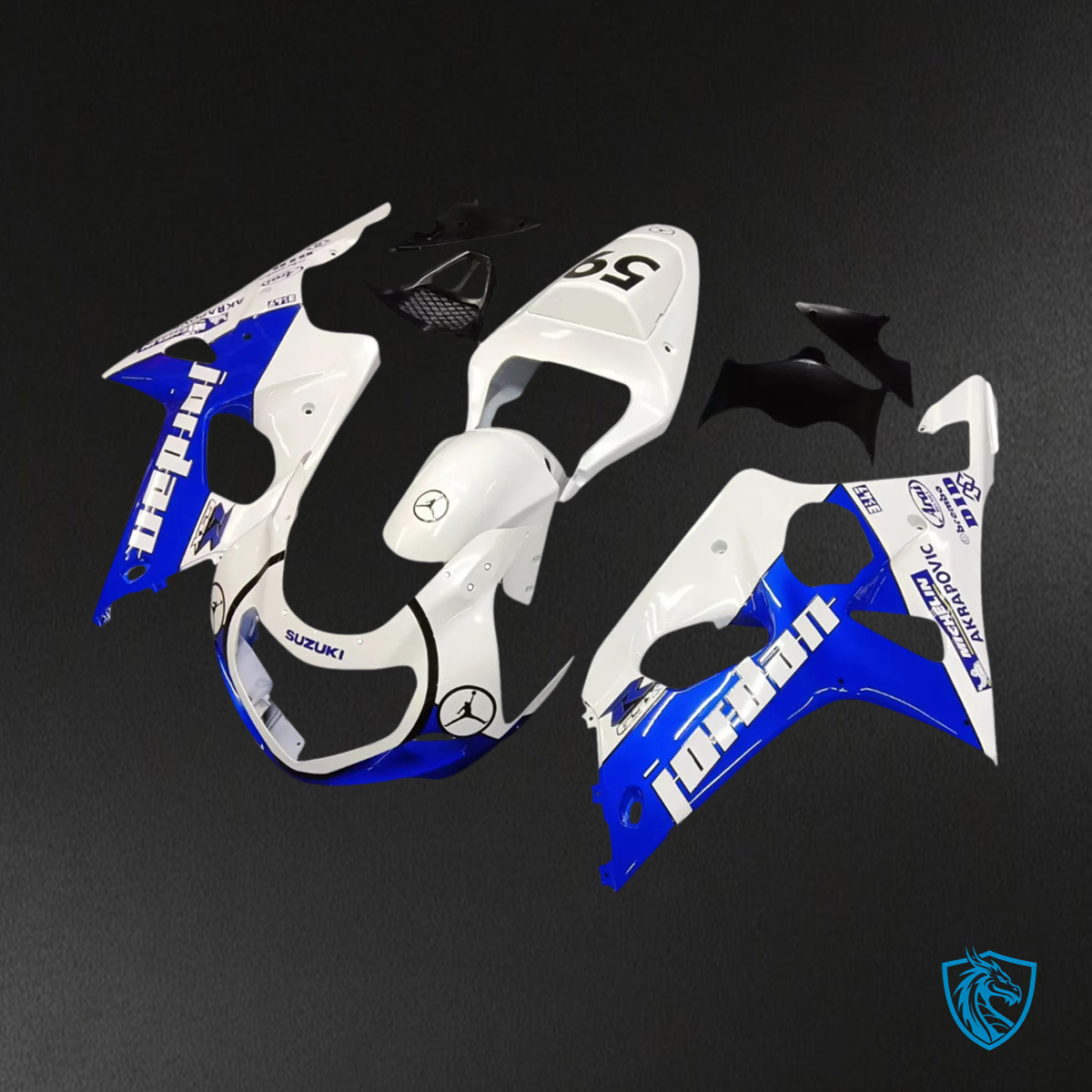 Suzuki GSXR 1000 (2000-2002) White & Blue - Fairing Kit