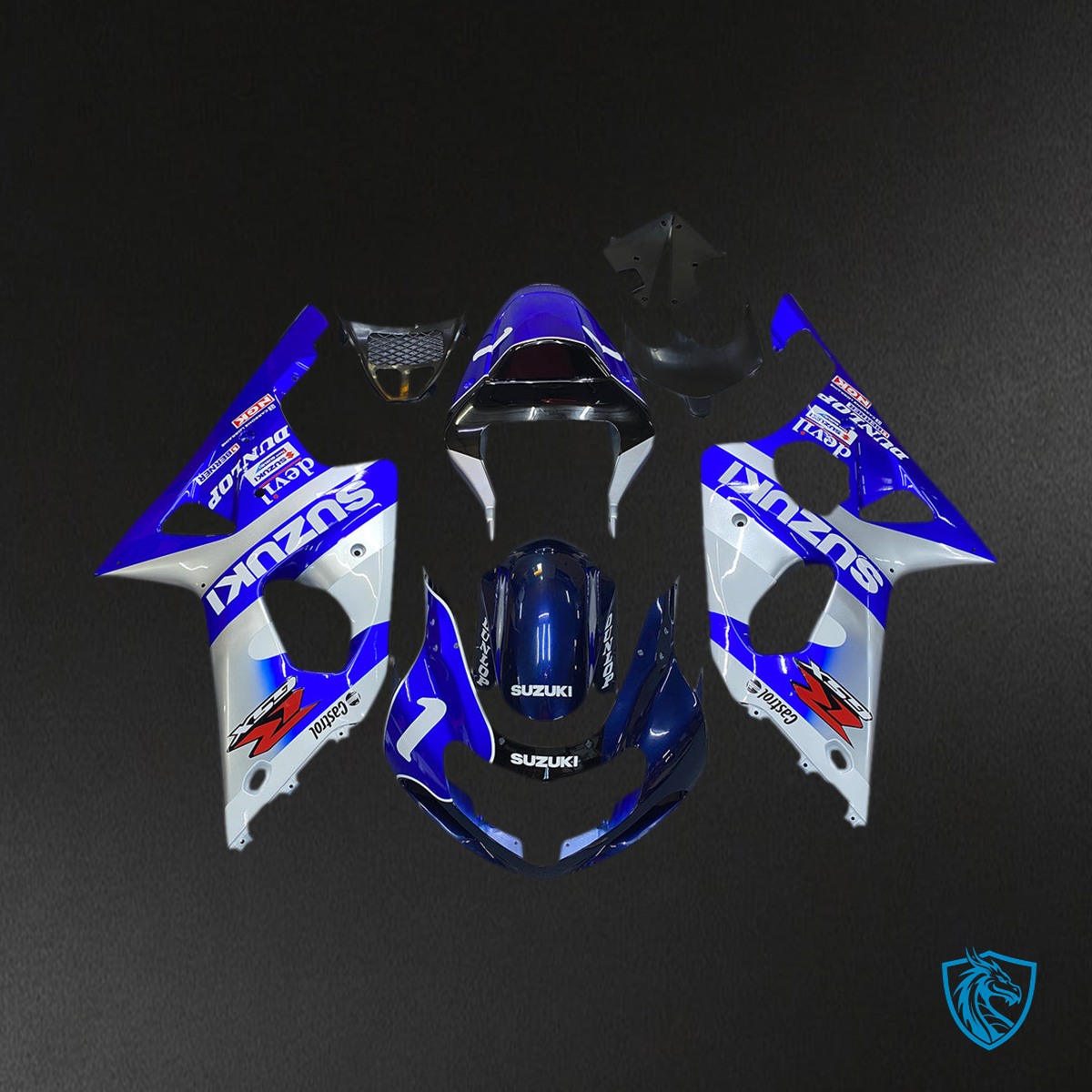 Suzuki GSXR1000 (2000-2002) Blue & White K1 & K2 - MERGEment Motorcycle Fairings Kit