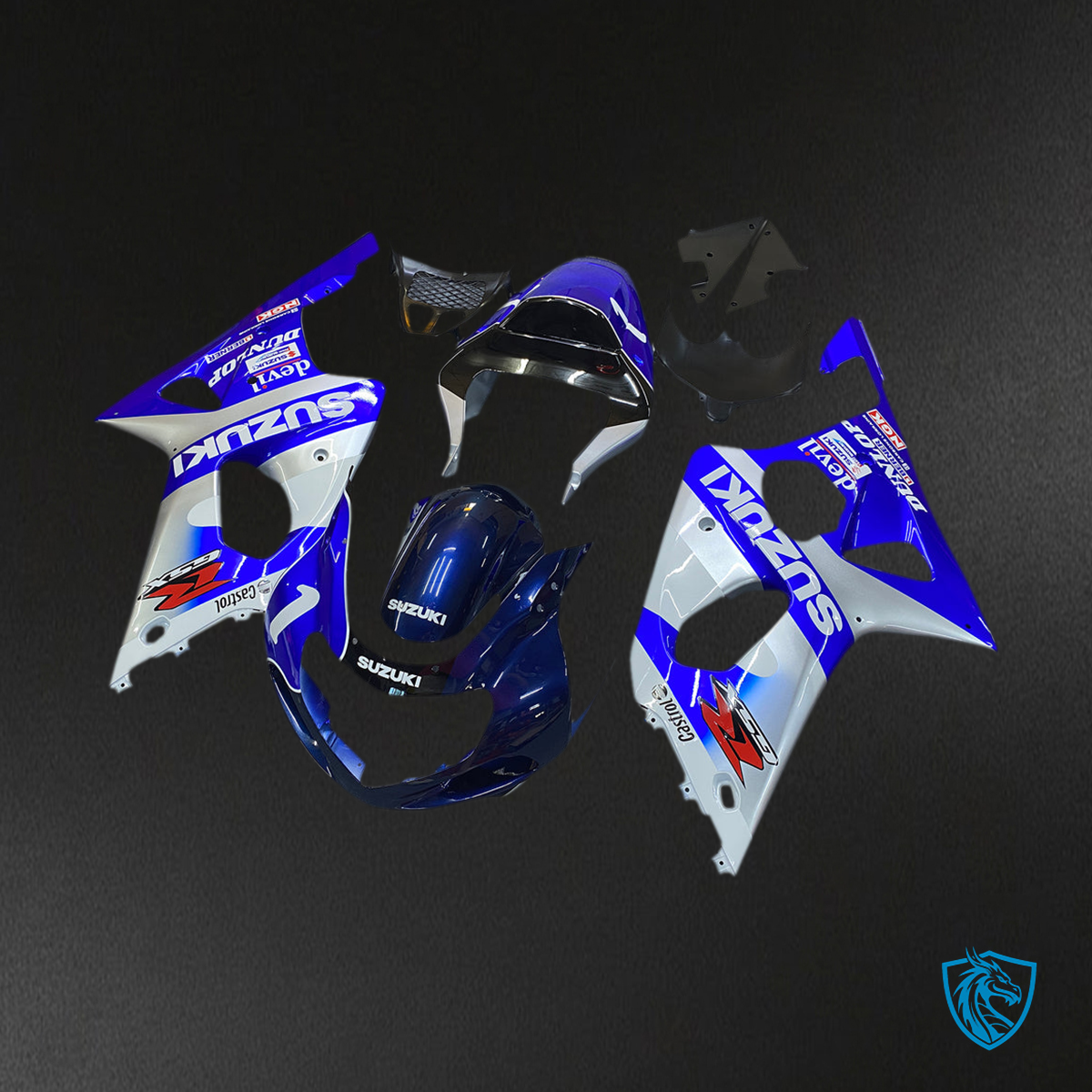 Suzuki GSXR1000 (2000-2002) Blue & White K1 & K2 - MERGEment Motorcycle Fairings Kit