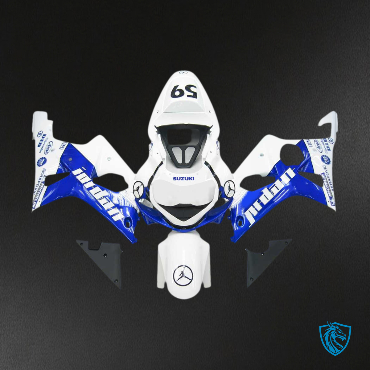 Suzuki GSXR1000 (2000-2002) White & Blue K1 & K2 Fairing Kit - Aftermarket ABS Bodywork