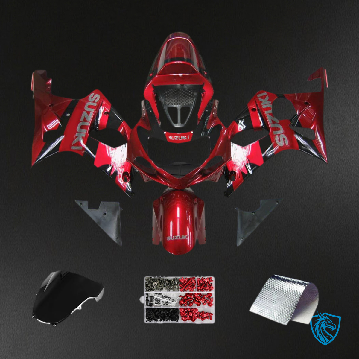 Suzuki GSXR1000 (2000-2002) Gloss Red & Black K1 & K2 - Custom ABS Fairing Kit
