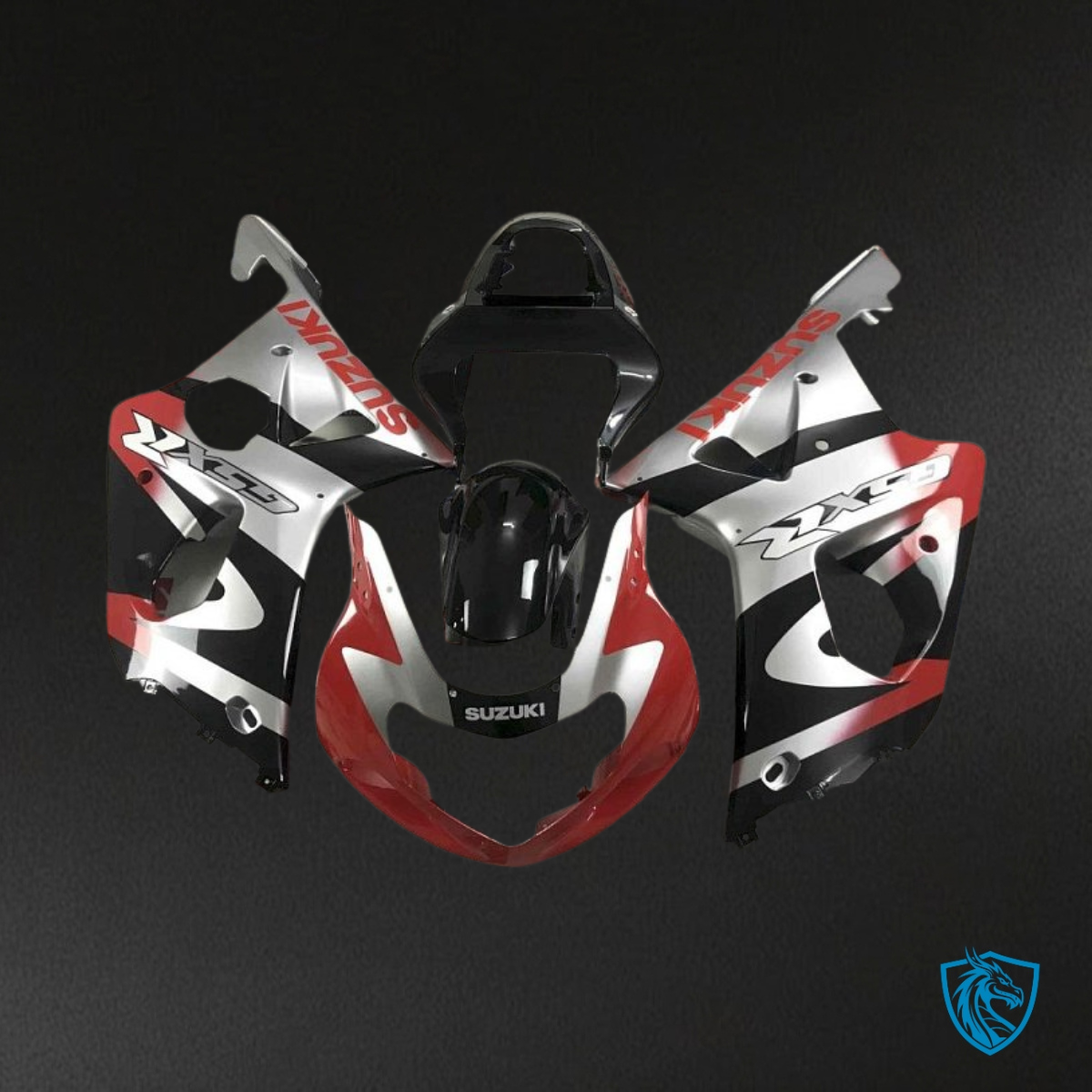 Suzuki GSXR1000 (2001-2002) Red, Black & White - Custom ABS Fairing Kit