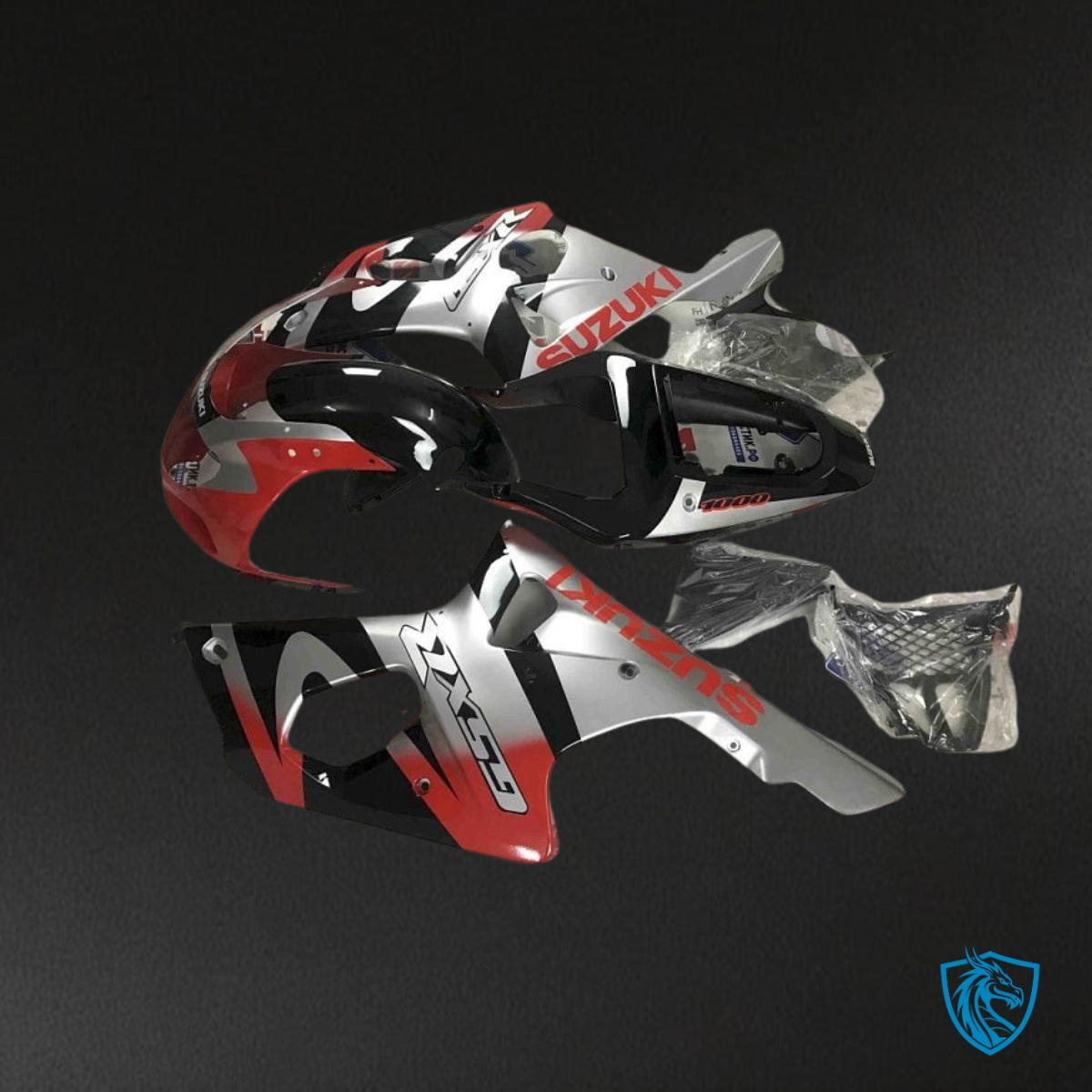 Suzuki GSXR1000 (2001-2002) Red, Black & White - Custom ABS Fairing Kit