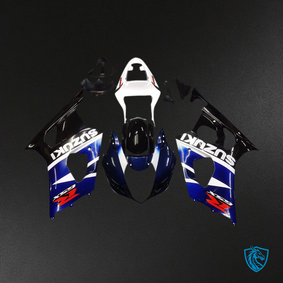 Suzuki GSXR1000 (2003-2004) K3 Blue, White & Black - Custom ABS Fairing Kit