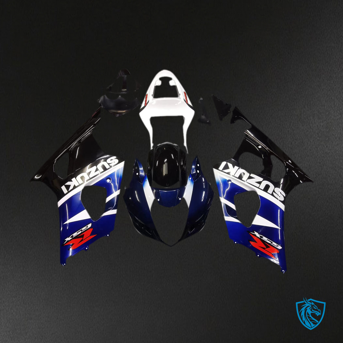 Suzuki GSXR1000 (2003-2004) K3 Blue, White & Black - Custom ABS Fairing Kit