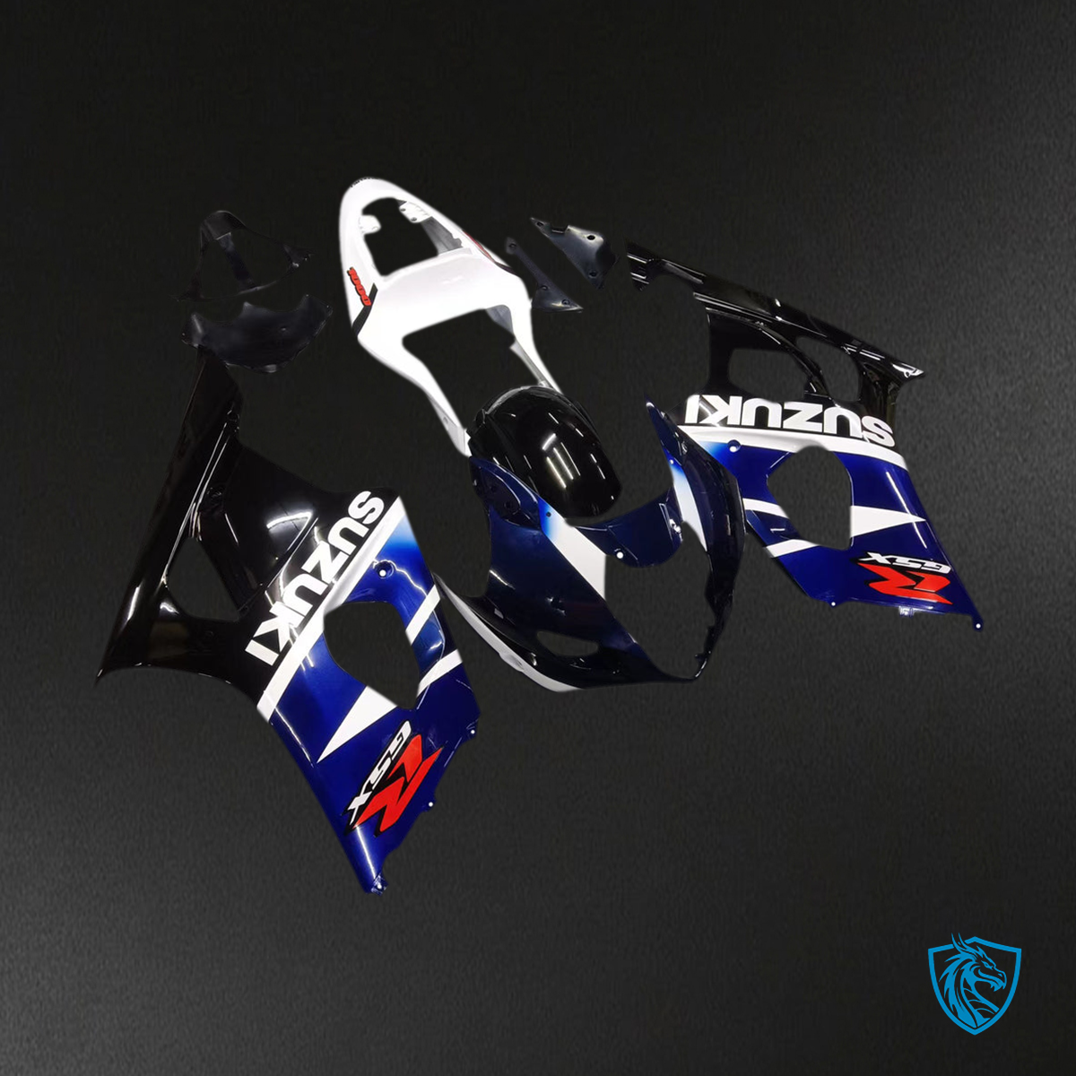 Suzuki GSXR1000 (2003-2004) K3 Blue, White & Black - Custom ABS Fairing Kit