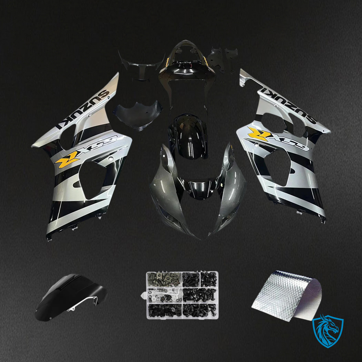 Suzuki GSXR1000 (2003-2004) Black & Gray - Fairing Kit