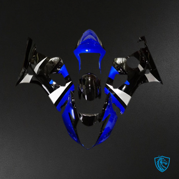 Suzuki GSXR 1000 (2003-2004) Glossy Blue, Black & Silver Motorcycle - Custom ABS Fairing Kit