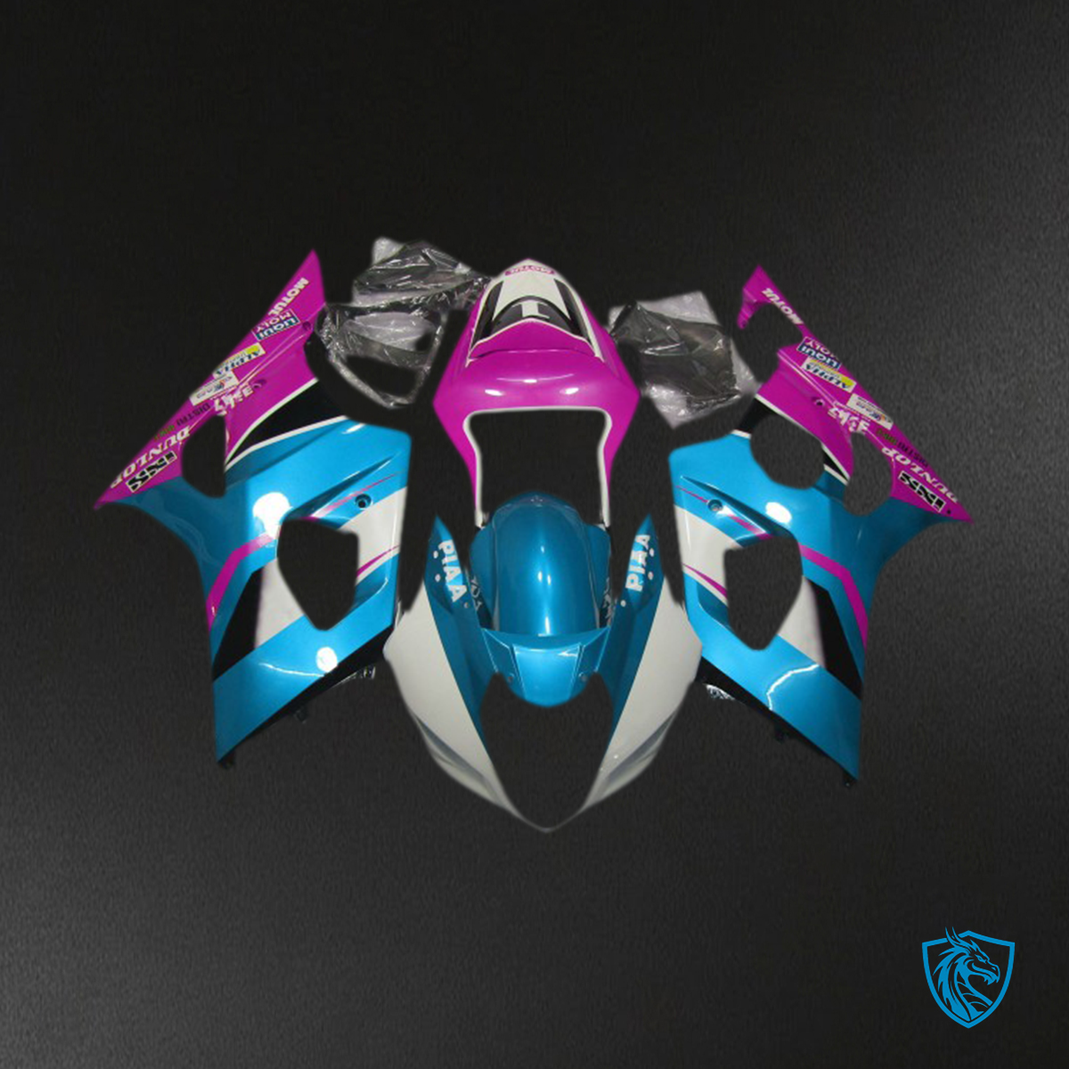 Suzuki GSXR 1000 (2003-2004) Light Blue & Pink Motorcycle Fairings Kit | ABS Bodywork