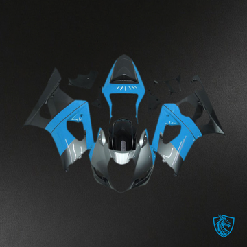 Suzuki GSXR 1000 (2003-2004) Light Blue, Silver & Black Motorcycle - Custom ABS Fairing Kit