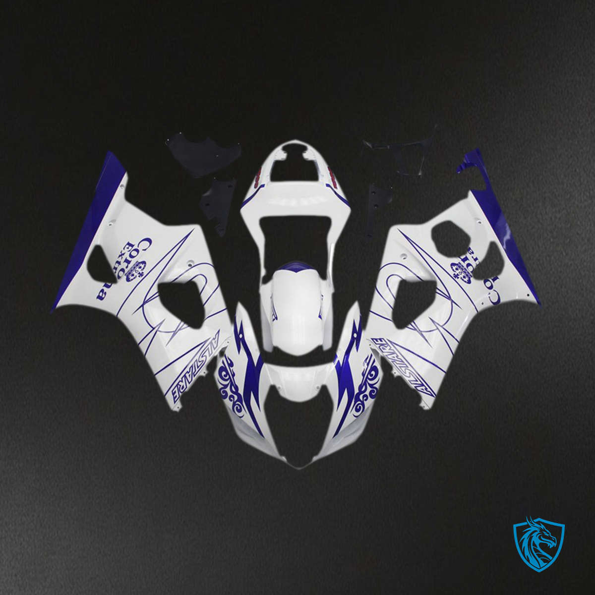 Suzuki GSXR 1000 (2003-2004) White Corona Style Motorcycle - Custom ABS Fairing Kit