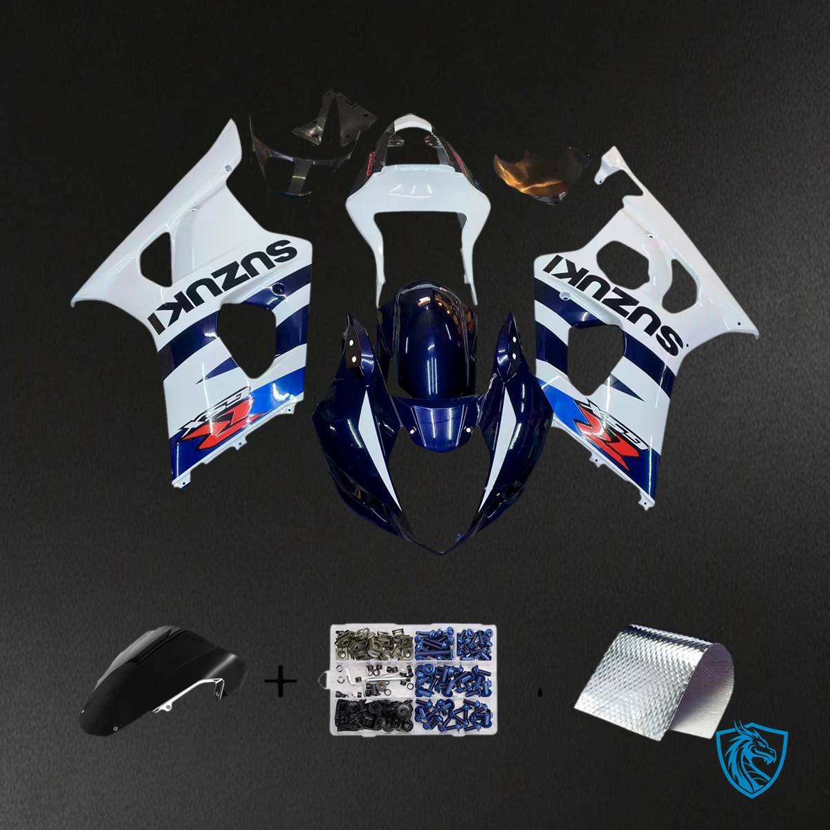 Suzuki GSXR1000 (2003-2004) White & Dark Blue - Fairing Kit