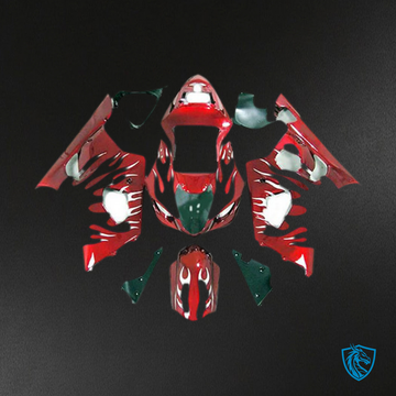 Suzuki GSXR 1000 (2003-2004) White & Red Flame Motorcycle Fairings Kit | ABS Bodywork