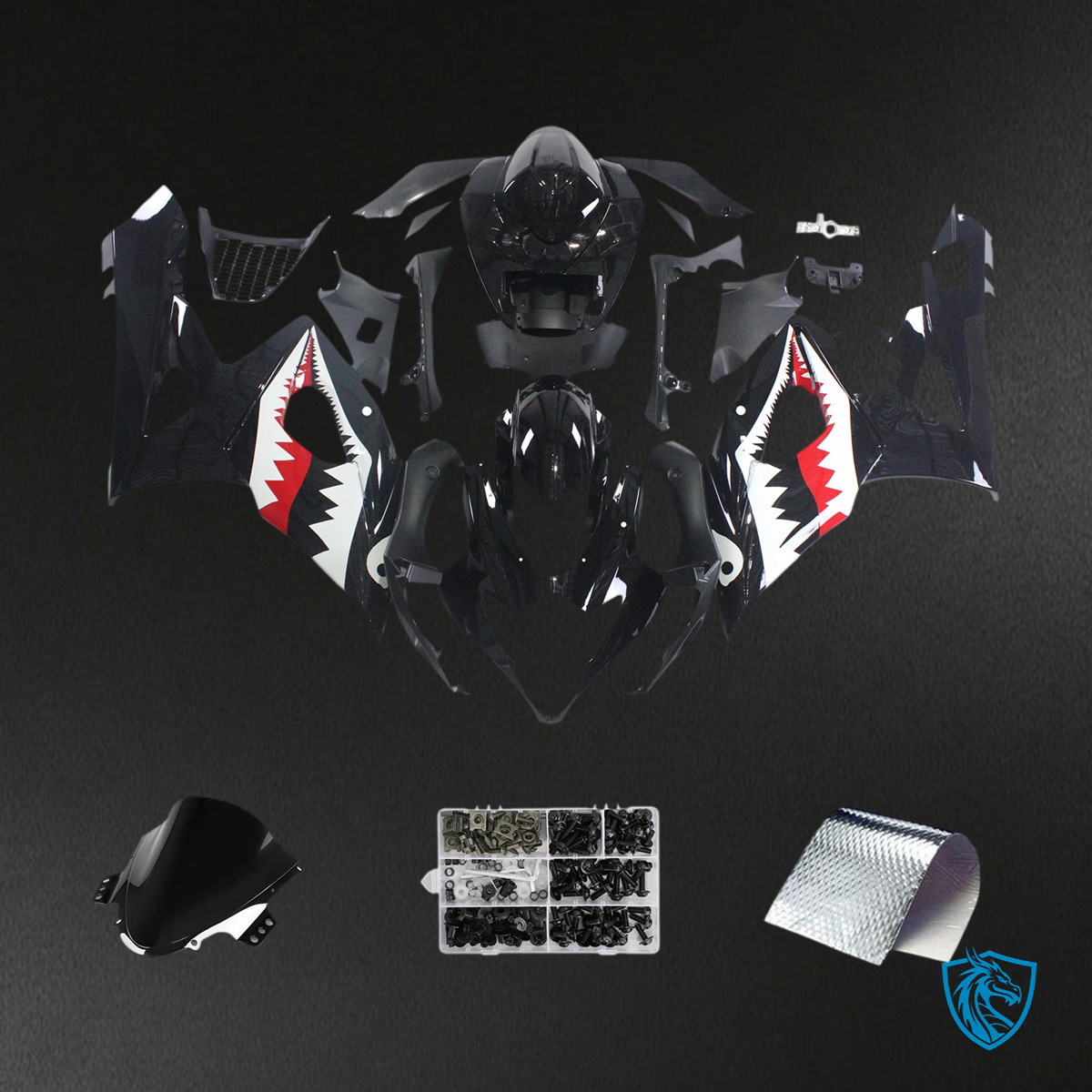 Suzuki GSXR1000 (2005-2006) Black Sharkteeth - Fairing Kit