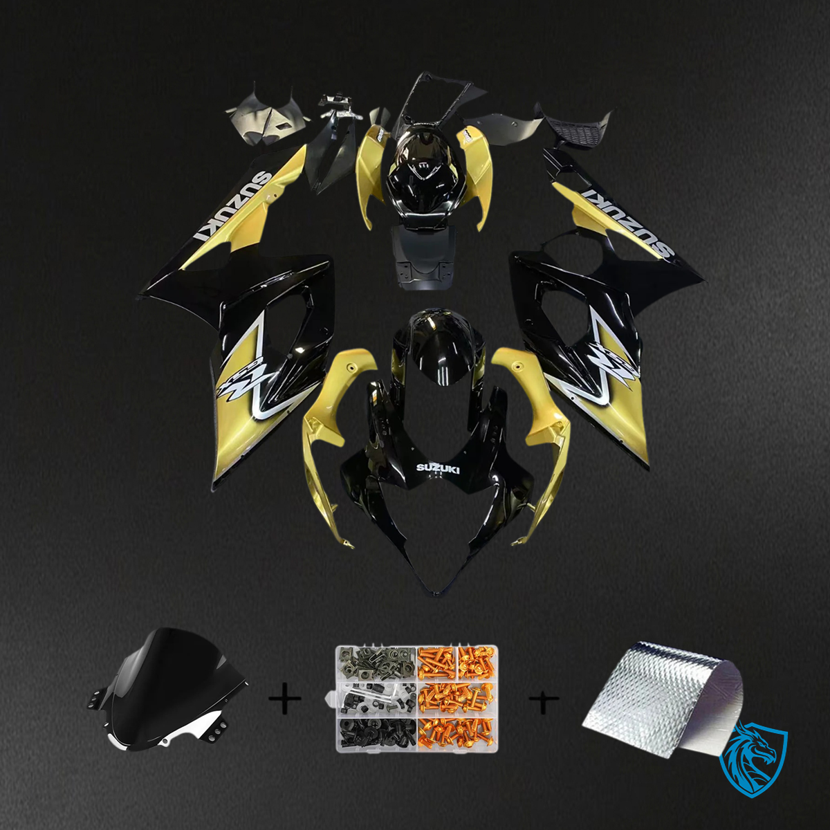 Suzuki GSXR1000 (2005-2006) Black and Gold Fairing Kit