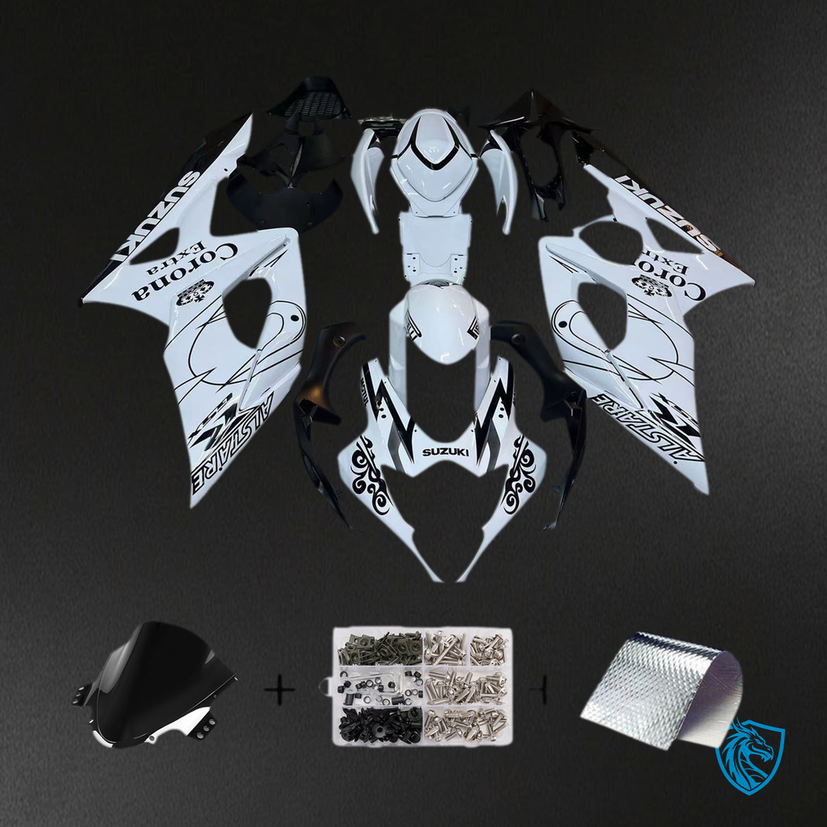 Suzuki GSXR1000 (2005-2006) White & Black Generic Fairings Kit - Aftermarket ABS Bodywork