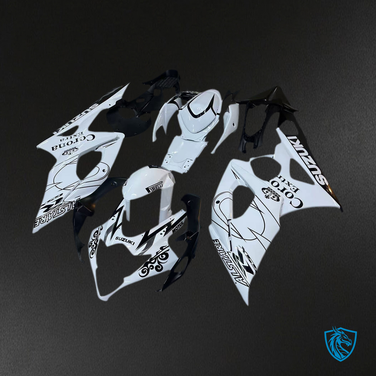 Suzuki GSXR1000 (2005-2006) White & Black Generic Fairings Kit - Aftermarket ABS Bodywork
