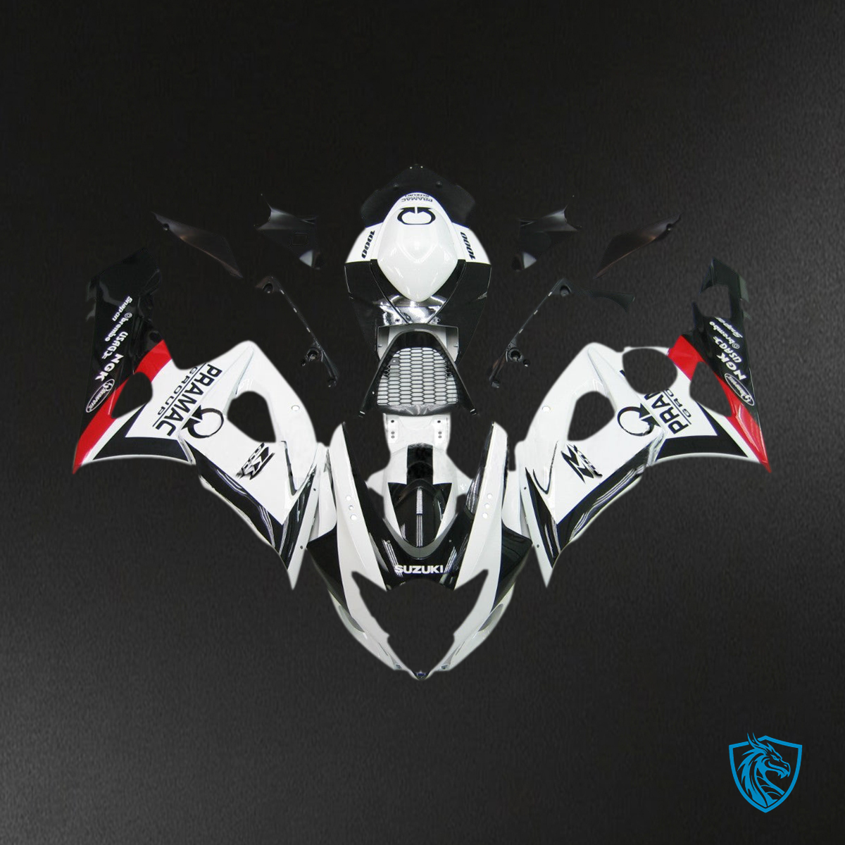 Suzuki GSXR1000 (2005-2006) White, Black & Red Generic Fairings Kit | ABS Bodywork