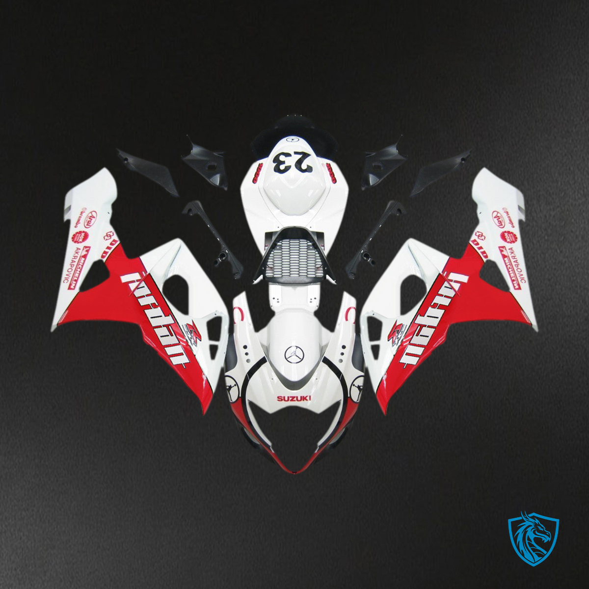 Suzuki GSXR1000 (2005-2006) Red, White & Black - Custom ABS Fairing Kit