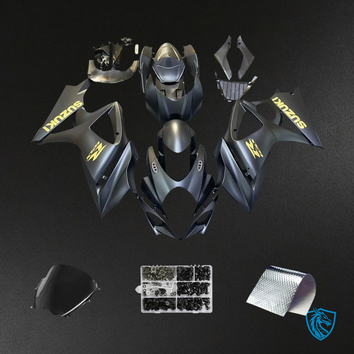 Suzuki GSXR1000 (2007-2008) Black Style 2 - Fairing Kit