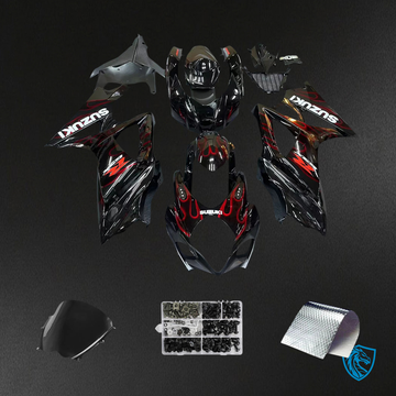 Suzuki GSXR1000 (2007-2008) Black & Red Fire - Fairing Kit