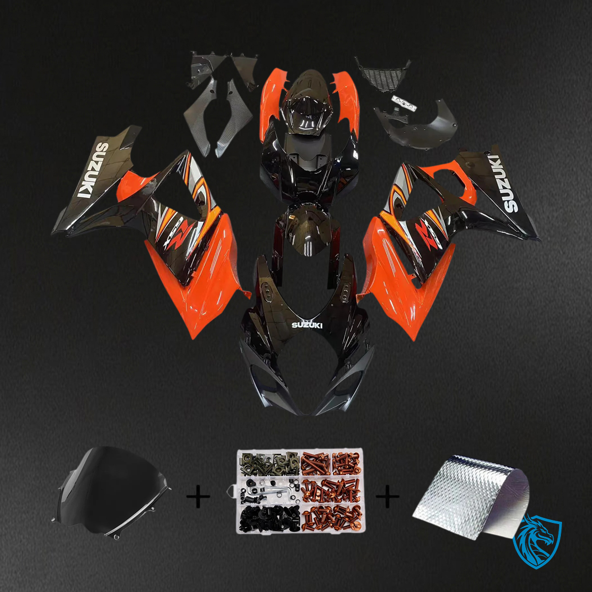 Suzuki GSXR1000 (2007-2008) Orange & Black - Fairing Kit