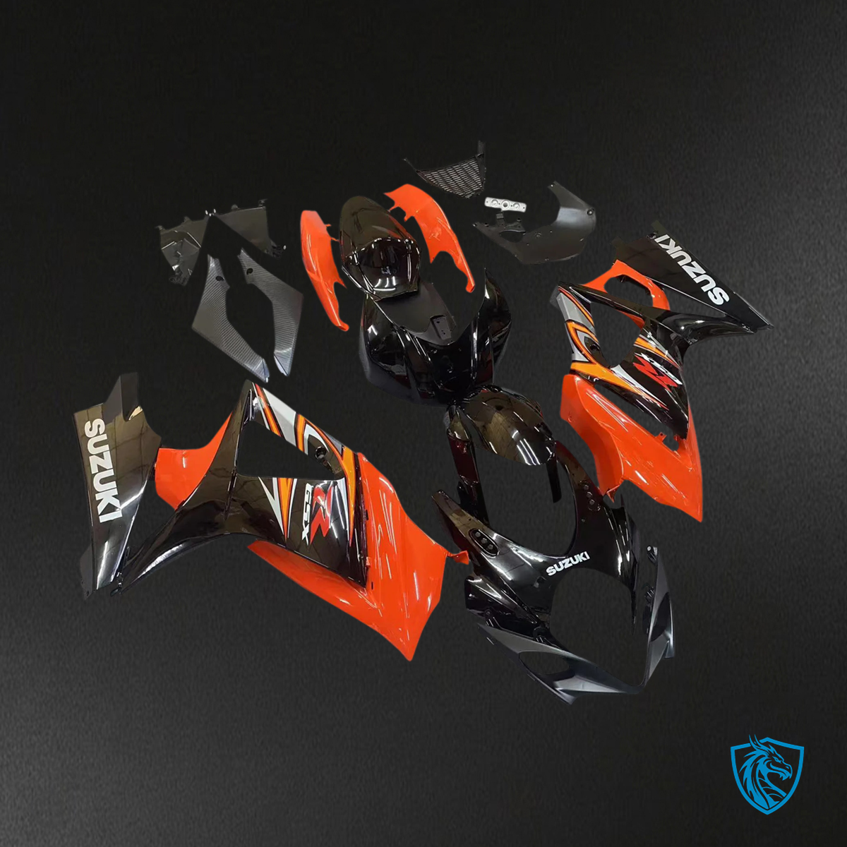 Suzuki GSXR1000 (2007-2008) Orange & Black - Fairing Kit