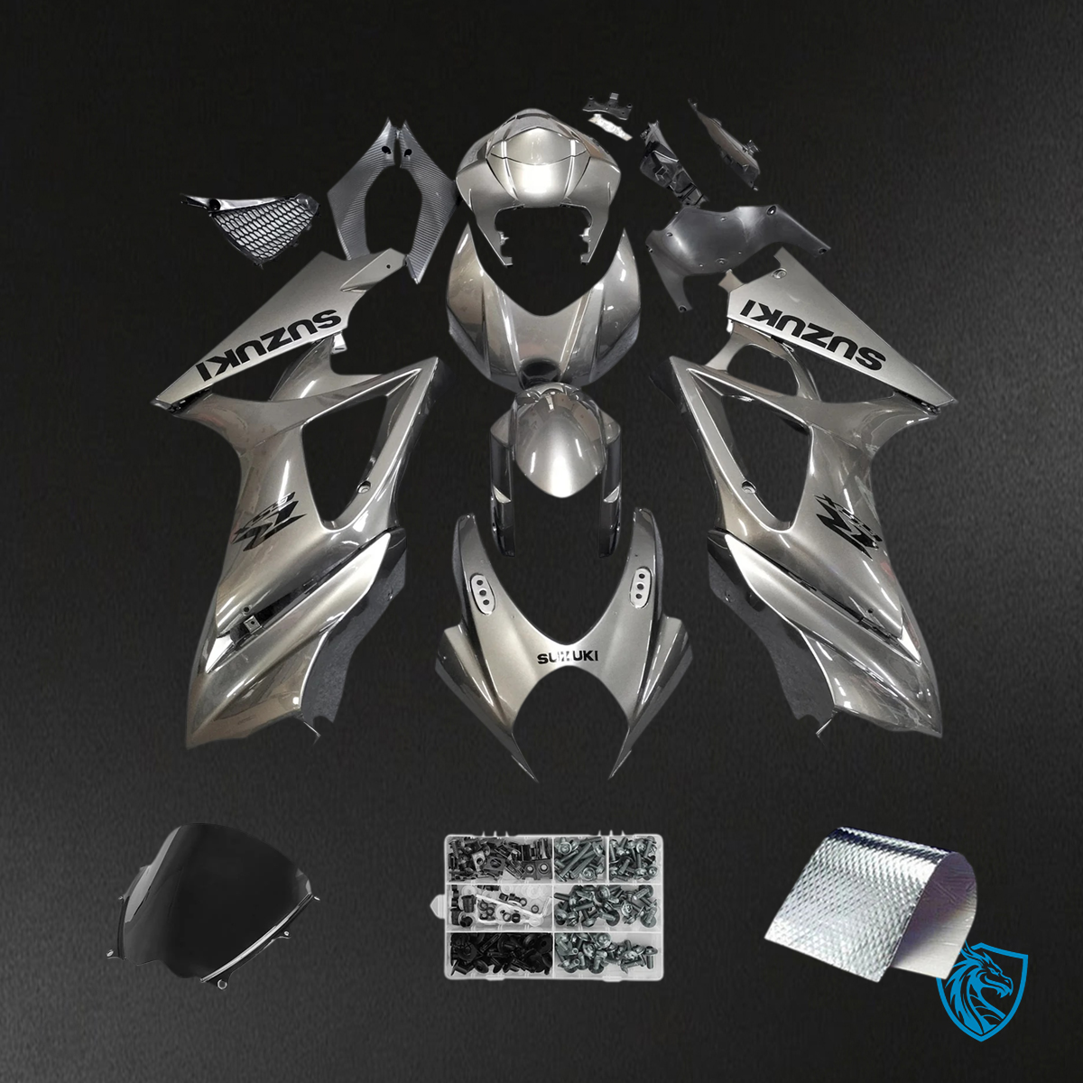Suzuki GSXR1000 (2007-2008) Gray Ebony - Fairing Kit