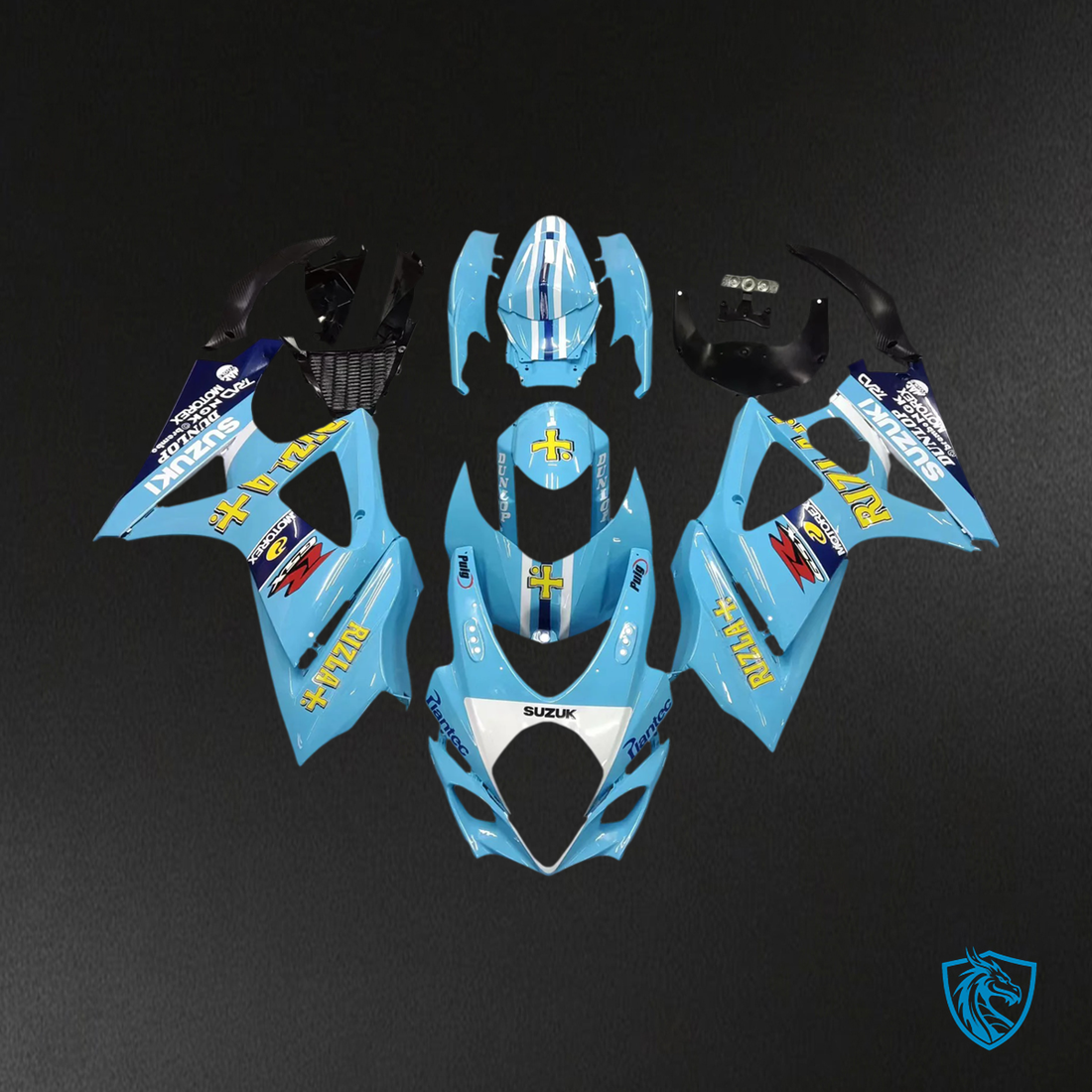 Suzuki GSXR1000 (2007-2008) Light Blue with Yellow Logo - Fairing Kit