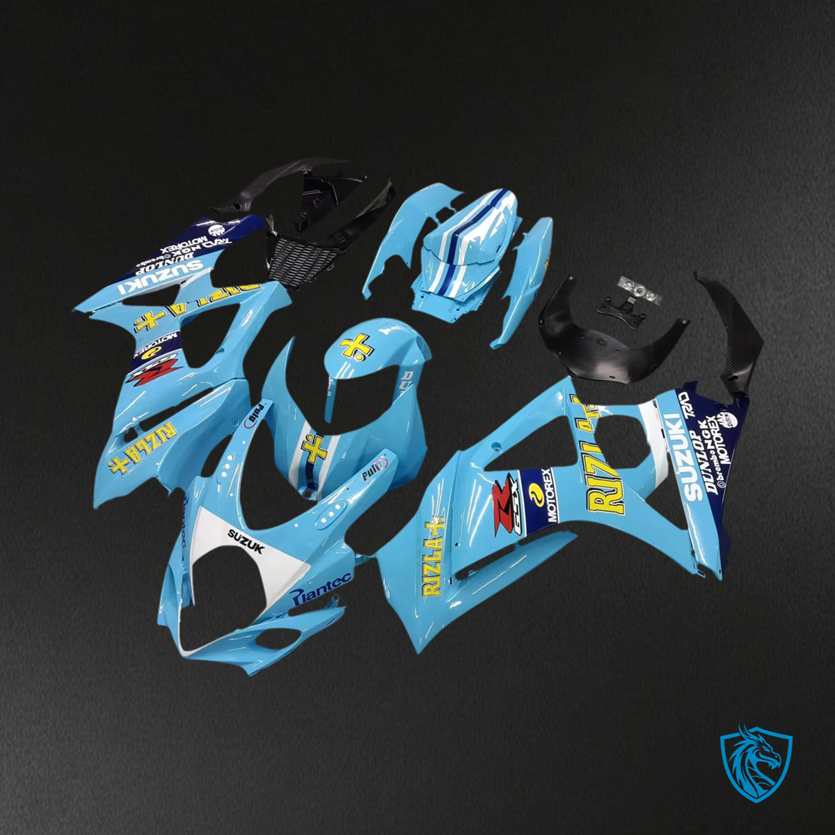 Suzuki GSXR1000 (2007-2008) Light Blue with Yellow Logo - Fairing Kit