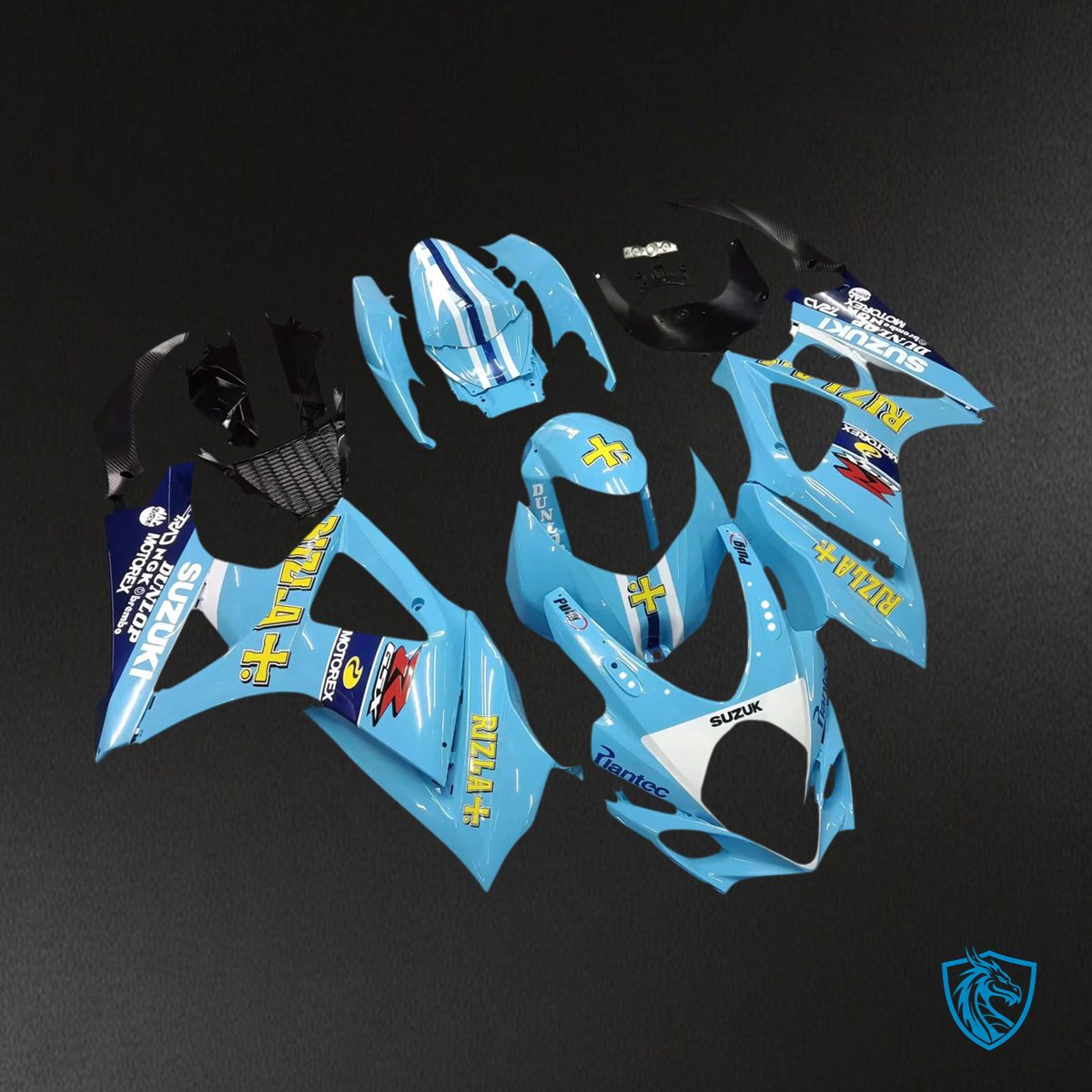 Suzuki GSXR1000 (2007-2008) Light Blue with Yellow Logo - Fairing Kit