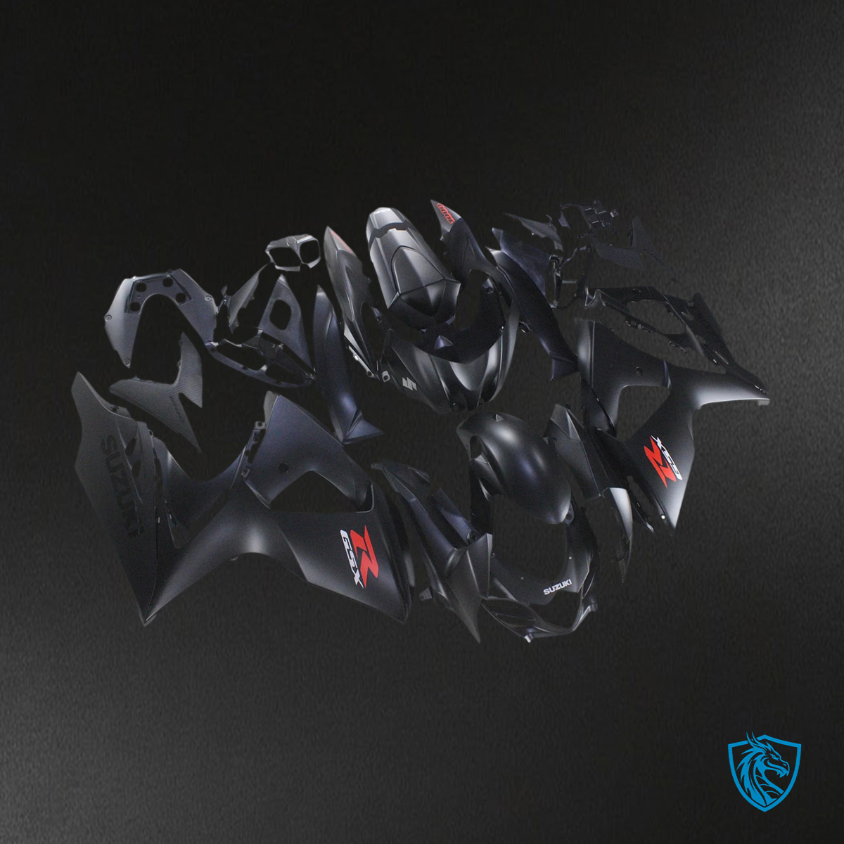 Suzuki GSXR1000 (2007-2008) Matte Black & Red Letter - Fairing Kit